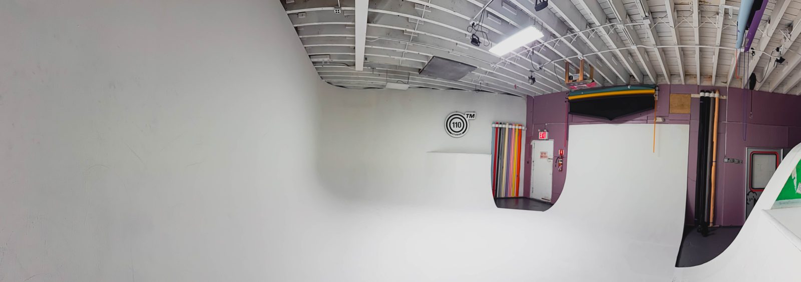The flat cyc wall on the same floor